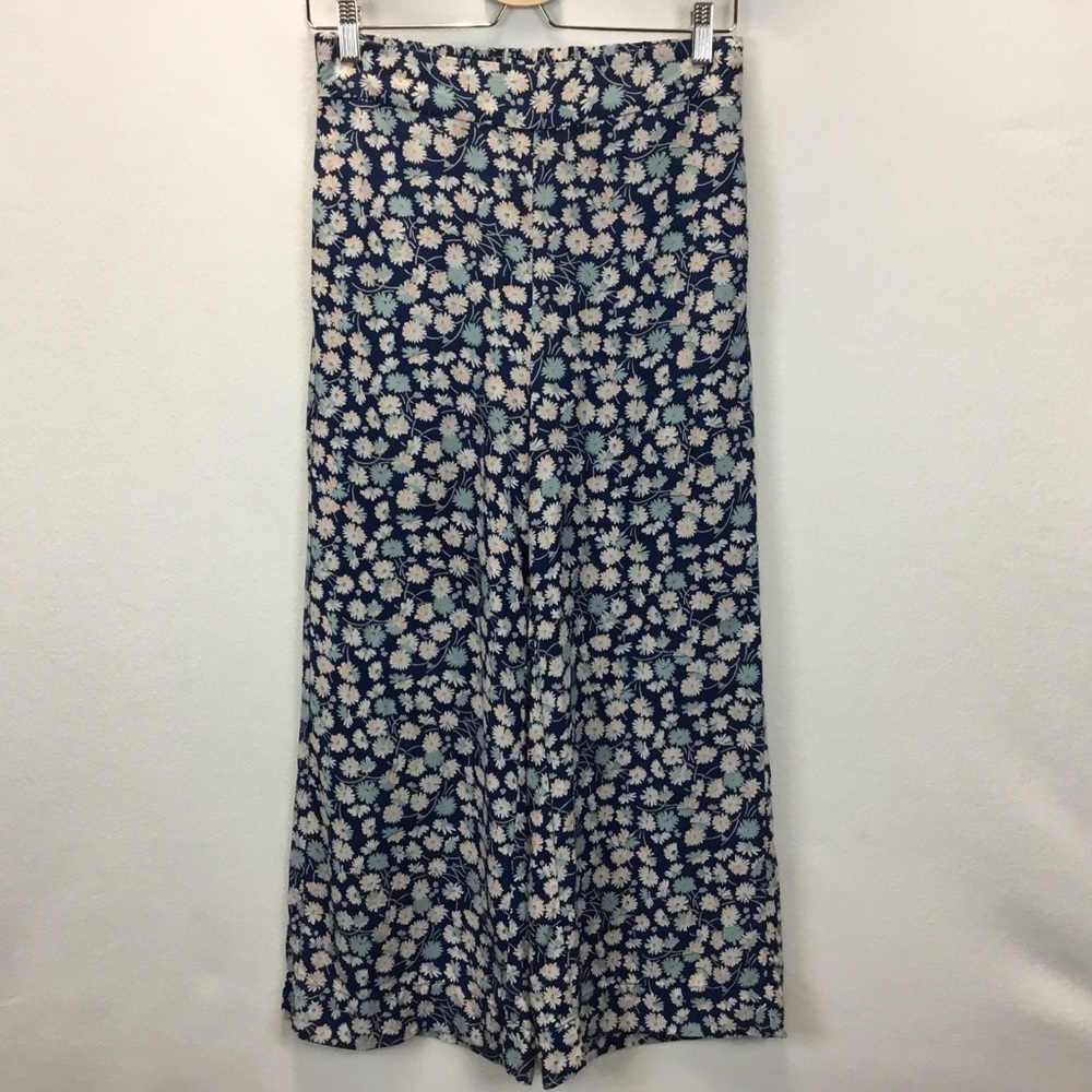 Madewell Huston Pull On Blue Floral Wide Leg Pants